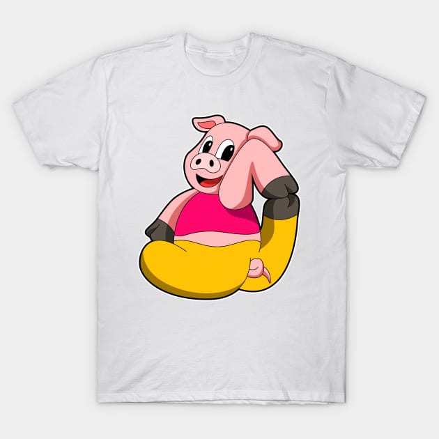 Pig at Yoga funny T-Shirt by Markus Schnabel